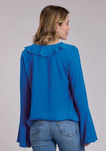 Load image into Gallery viewer, Roper 3106 Ruffle Trim (Blue) - Women's Blouse
