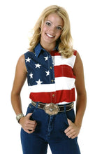 Load image into Gallery viewer, Roper Pieced Stars &amp; Stripes (Multi) - Women's Sleeveless Shirt
