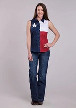 Load image into Gallery viewer, Roper Pieced Texas Flag (Multi) - Women's Sleeveless Shirt
