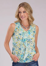 Load image into Gallery viewer, Roper 2489 Floral Aztec (Blue) - Women's Sleeveless Shirt
