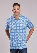 Load image into Gallery viewer, Roper 3017 Retro Diamonds (Blue) - Men's Short Sleeve Shirt
