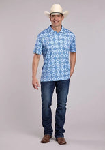 Load image into Gallery viewer, Roper 3017 Retro Diamonds (Blue) - Men's Short Sleeve Shirt
