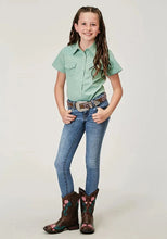 Load image into Gallery viewer, Roper Five Star Girls (Blue) - Girl's Western Snap Shirts
