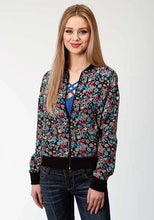 Load image into Gallery viewer, Roper 0982 Flower Bomber (Black) - Women's Jacket
