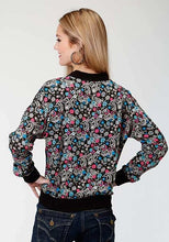Load image into Gallery viewer, Roper 0982 Flower Bomber (Black) - Women's Jacket
