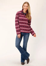 Load image into Gallery viewer, Roper 1816 Aztec (Maroon) - Women's Fleece Pullover

