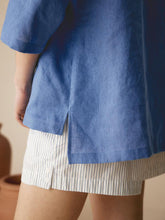 Load image into Gallery viewer, 100% Linen Shawl V-Neck Half Sleeve Top JADE
