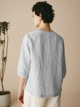 Load image into Gallery viewer, 100% Linen Puff Sleeves Top LEAH
