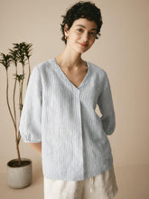 Load image into Gallery viewer, 100% Linen Puff Sleeves Top LEAH
