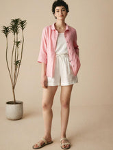Load image into Gallery viewer, 100% Linen Peter Pan Collar 3/4 Sleeve Shirt ASTRID
