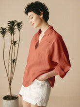 Load image into Gallery viewer, Linen Oversized Fit Pocket Shirt ELOWEN
