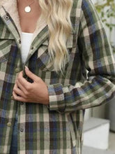 Load image into Gallery viewer, Plaid Snap Down Plush Hooded Jacket Soft &amp; Warm Women Outerwear Cozy And Comfortable Jacket
