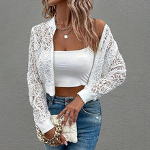 Load image into Gallery viewer, Women's Elegant Lace Short Zip-Up Long Sleeve Jacket Spring Fall Top
