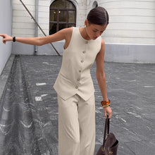 Load image into Gallery viewer, Women's Elegant Sleeveless Vest &amp; Wide-Leg Pants Set – Office 2-Piece
