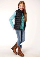 Load image into Gallery viewer, Roper Girl's Lightweight Puffer Vest (Black) - Children's Vest
