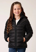 Load image into Gallery viewer, Roper Girl's Lightweigth Hooded Puffer Coat (Black) - Children's Jacket
