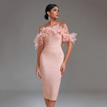 Load image into Gallery viewer, Off-neck Feather Women's Dress
