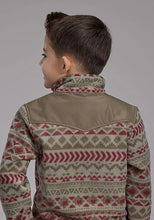 Load image into Gallery viewer, Roper Boy's Aztec Print Microfleece Pullover (Olive/Red) - Children's Jacket
