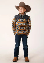 Load image into Gallery viewer, Roper Boy's Aztec Print Microfleece Pullover (Orange/Black) - Children's Jacket
