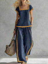 Load image into Gallery viewer, Square-Neck Three-Quarter Sleeve Loose Top &amp; Pants Two-Piece Set
