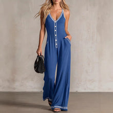 Load image into Gallery viewer, Women's V-Neck Backless Wide-Leg Jumpsuit – High Waist Casual
