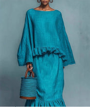 Load image into Gallery viewer, Women's Long Sleeve Top &amp; Irregular Hem Skirt Set | Elegant Solid Color 2-Piece in 4 Colors
