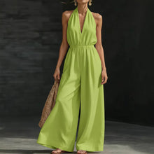Load image into Gallery viewer, Women’s V-Neck Halter Neck Wide-Leg Jumpsuit
