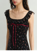 Load image into Gallery viewer, Women’s Sleeveless Floral Suspender Skirt
