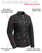 Load image into Gallery viewer, Outcast - Women's Twill Motorcycle Jacket
