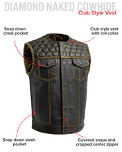 Load image into Gallery viewer, Hornet Men's Club Style Leather Vest
