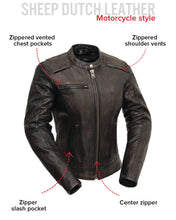 Load image into Gallery viewer, Trickster Womens Motorcycle Leather Jacket
