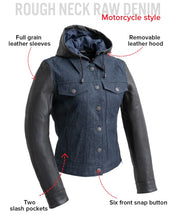 Load image into Gallery viewer, Holli - Motorcycle Denim/Leather Jacket
