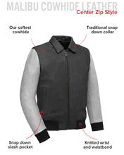 Load image into Gallery viewer, Moto Bomber Two Tone Men's Leather Jacket
