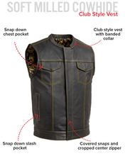 Load image into Gallery viewer, The Cut Men's Motorcycle Leather Vest, Multiple Color Options
