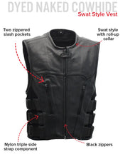 Load image into Gallery viewer, Commando Men's Leather Swat Style Motorcycle Vest
