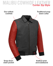 Load image into Gallery viewer, Moto Bomber Two Tone Men's Leather Jacket
