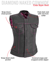 Load image into Gallery viewer, Jessica Women's  Motorcycle Leather Vest - Pink - Limited Edition

