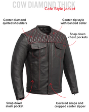 Load image into Gallery viewer, Cinder Men's Cafe Style Leather Jacket
