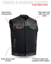 Load image into Gallery viewer, 49/51 Vest Motorcycle Leather Canvas Vest
