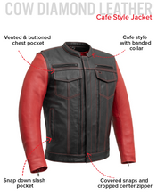 Load image into Gallery viewer, Vincent Men's Cafe Style Leather Jacket
