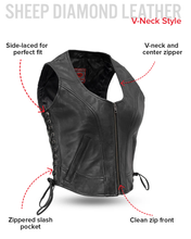 Load image into Gallery viewer, Raven Women's Motorcycle Leather Vest
