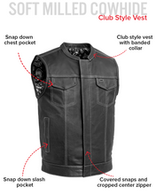 Load image into Gallery viewer, The Cut Men's Motorcycle Leather Vest, Multiple Color Options
