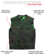 Load image into Gallery viewer, Finish Line - Green Checker - Men's Motorcycle Leather Vest
