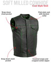 Load image into Gallery viewer, The Cut Men's Motorcycle Leather Vest, Multiple Color Options
