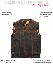 Load image into Gallery viewer, Finish Line - Orange Checker - Men's Motorcycle Leather Vest
