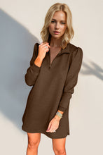 Load image into Gallery viewer, Double Take Textured Zip Long Sleeve Dress Classic Zip-Up Dress for Women Comfortable Outdoor Dress
