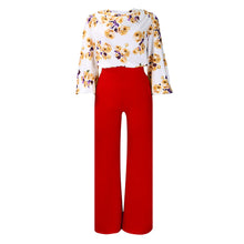 Load image into Gallery viewer, Printed Floral Lace-Up Top &amp; Wide-Leg Pants Set – 4 Colors, S–3XL
