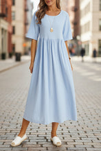 Load image into Gallery viewer, Plus Size Midi Dress | Round Neck Pocket Dress
