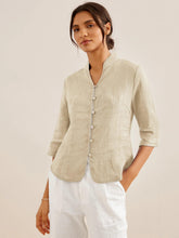 Load image into Gallery viewer, 100% Linen Hand Button Fitted Jacket AMELIA
