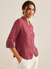 Load image into Gallery viewer, 100% Linen Hand Button Fitted Jacket AMELIA
